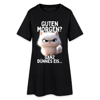 Good morning very thin cream morning grouch cats - Women’s T-Shirt Dress - black - Front