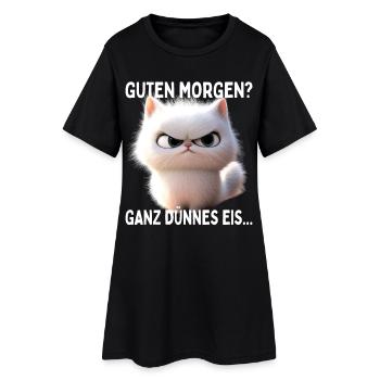 Guten Morgen Ganz Dünnes Eis Morgenmuffel Katzen - Frauen T-Shirt-Kleid - Schwarz - Vorne
