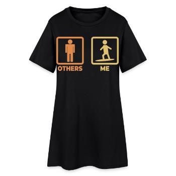 Surfer Strichfiguren - Frauen T-Shirt-Kleid - Schwarz - Vorne