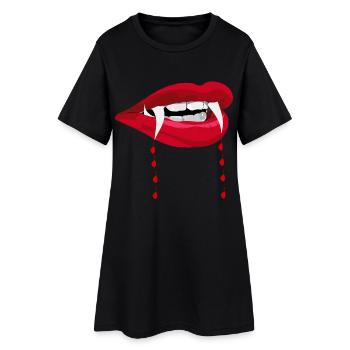 Halloween Dracula Vampire Blood Teeth Costume T-Shirt - Women’s T-Shirt Dress - black - Front