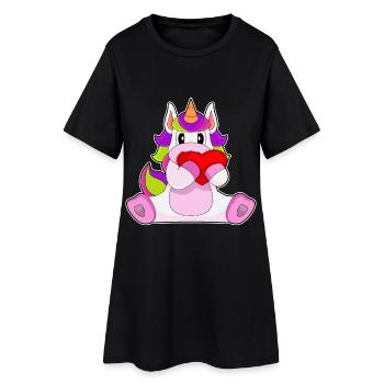 Cœur de licorne - Robe T-shirt Femme - noir - Devant