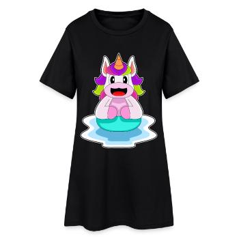 Licorne Natation Anneau De Natation Été - Robe T-shirt Femme - noir - Devant