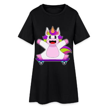 Einhorn Skater Skateboard - Frauen T-Shirt-Kleid - Schwarz - Vorne