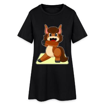 Gymnastique de fitness de yoga cheval - Robe T-shirt Femme - noir - Devant