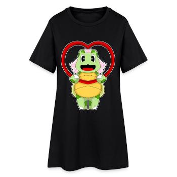 Tortue Mariée Coeur Mariage - Robe T-shirt Femme - noir - Devant