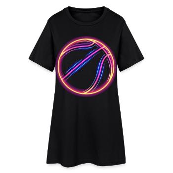 Basketball Retrowave - Frauen T-Shirt-Kleid - Schwarz - Vorne