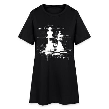 Chess Checkers and King Sketch - Women’s T-Shirt Dress - black - Front