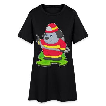 Dog Firefighter Fire Hose Fire Brigade - Women’s T-Shirt Dress - black - Front