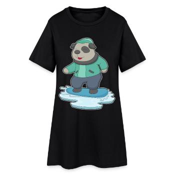 Snowboard chien snowboardeur - Robe T-shirt Femme - noir - Devant