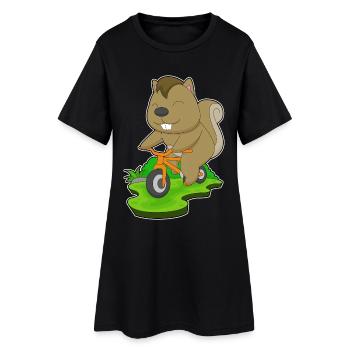 Eichhörnchen Fahrrad - Frauen T-Shirt-Kleid - Schwarz - Vorne