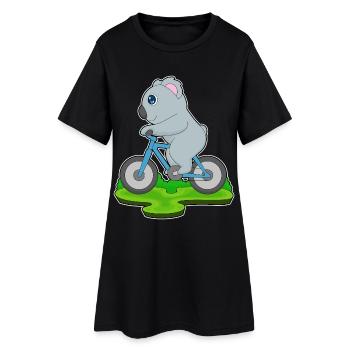 Koala Fahrrad - Frauen T-Shirt-Kleid - Schwarz - Vorne
