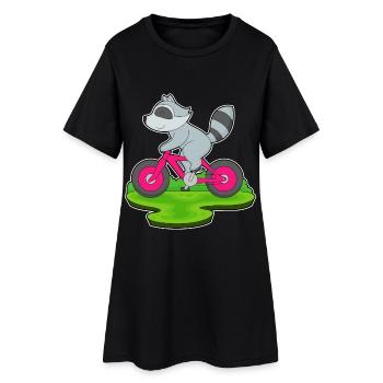 Waschbär Fahrrad - Frauen T-Shirt-Kleid - Schwarz - Vorne