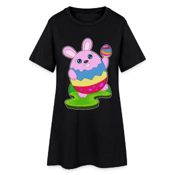 Oeuf de Pâques lapin - Robe T-shirt Femme - noir - Devant