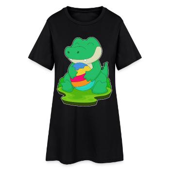 Oeuf de Pâques en crocodile - Robe T-shirt Femme - noir - Devant