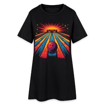 Look de dessin animé de bowling - Robe T-shirt Femme - noir - Devant