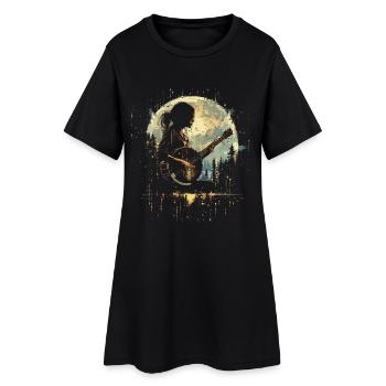 Dessin d’un joueur de banjo - Robe T-shirt Femme - noir - Devant