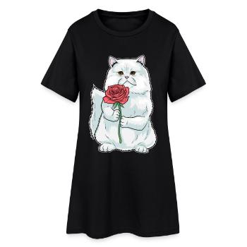 Rose perse Cat - Robe T-shirt Femme - noir - Devant