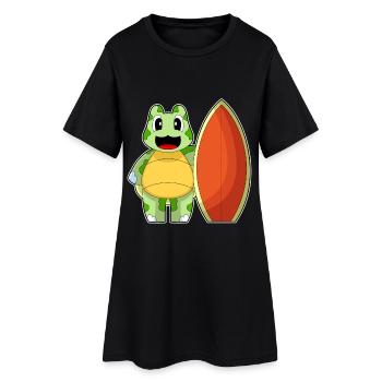 Été de surf de surf sur la tortue - Robe T-shirt Femme - noir - Devant