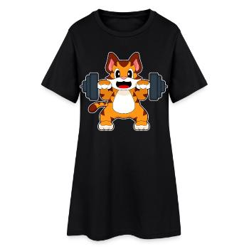 Tiger Bodybuilder Barbell Bodybuilding - Women’s T-Shirt Dress - black - Front