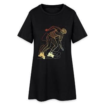 Retro Roller Skater - Frauen T-Shirt-Kleid - Schwarz - Vorne