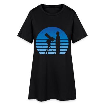 Astronomer Telescope Retro Vintage Outer Space Stars - Women’s T-Shirt Dress - black - Front