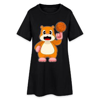Hamster Basketteur Joueur Basketball - Robe T-shirt Femme - noir - Devant