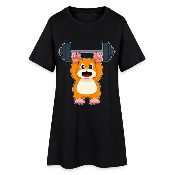 Bodybuilder Hamster Bodybuilding avec barre - Robe T-shirt Femme - noir - Devant
