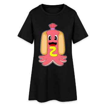 Hot-dog au poulpe - Robe T-shirt Femme - noir - Devant