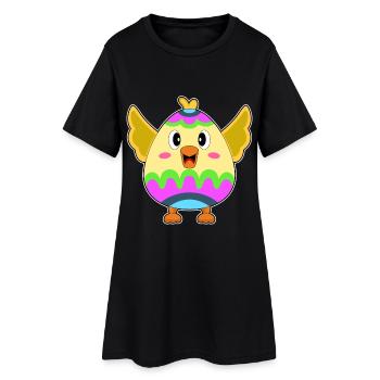 Oeuf de Pâques au poulet - Robe T-shirt Femme - noir - Devant