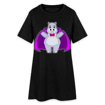 Hippopotame Halloween Vampire - Robe T-shirt Femme - noir - Devant