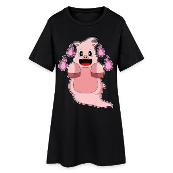 Cochon Halloween fantôme - Robe T-shirt Femme - noir - Devant