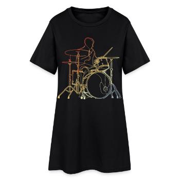 Dessin de batteur vintage - Robe T-shirt Femme - noir - Devant