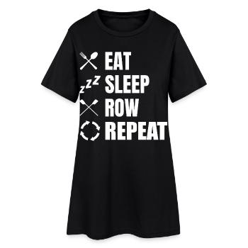 Eat Sleep Row Repeat - Frauen T-Shirt-Kleid - Schwarz - Vorne