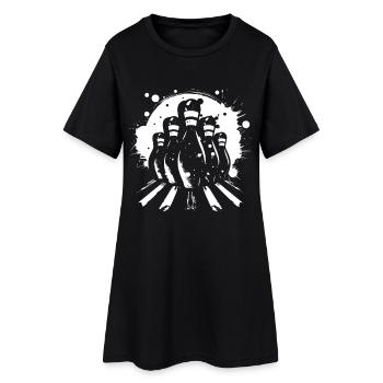 Dessin de quilles de bowling - Robe T-shirt Femme - noir - Devant