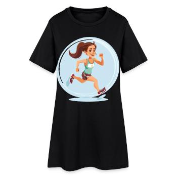 Läuferin im Comic-Stil - Frauen T-Shirt-Kleid - Schwarz - Vorne