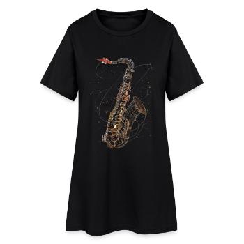 Dessin au trait de saxophone - Robe T-shirt Femme - noir - Devant