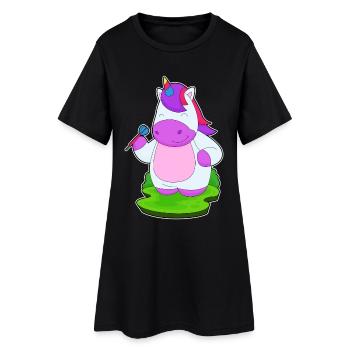 Einhorn Dart Dartpfeil - Frauen T-Shirt-Kleid - Schwarz - Vorne