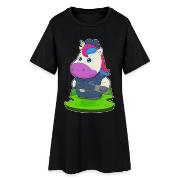 Police du Policier Licorne Microphone - Robe T-shirt Femme - noir - Devant