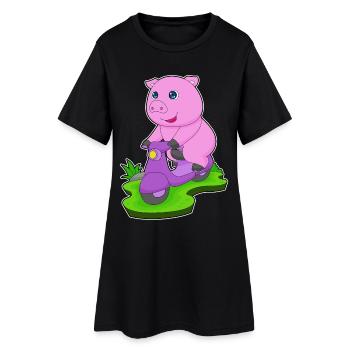 Trottinette Pig - Robe T-shirt Femme - noir - Devant
