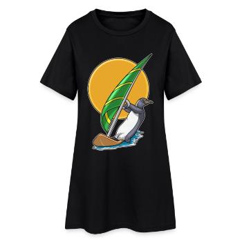 Été de planche de surf Penguin Windsurf - Robe T-shirt Femme - noir - Devant