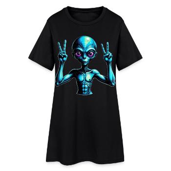Futuristische außerirdische Friedenszeichen Illustration - Frauen T-Shirt-Kleid - Schwarz - Vorne