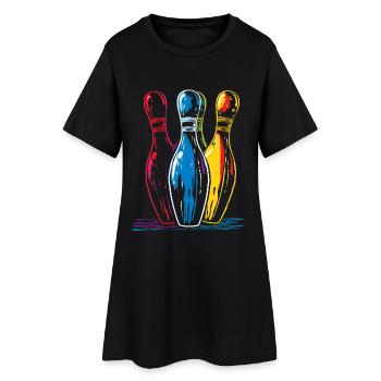 Dessin de bowling à l’ancienne - Robe T-shirt Femme - noir - Devant