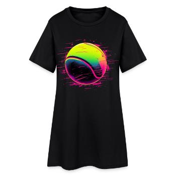 Balle de tennis style synthwave - Robe T-shirt Femme - noir - Devant