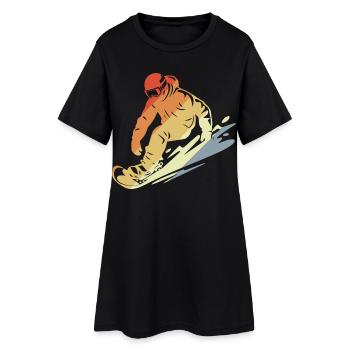 Snowboarder style rétro - Robe T-shirt Femme - noir - Devant