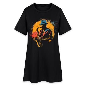 Graphisme Saxophoniste - Robe T-shirt Femme - noir - Devant