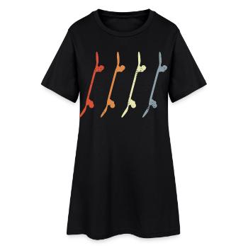 Skateboards Look Rétro - Robe T-shirt Femme - noir - Devant