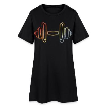 Fitness Hantel Skizze - Frauen T-Shirt-Kleid - Schwarz - Vorne