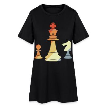 Pièces d’échecs vintage - Robe T-shirt Femme - noir - Devant