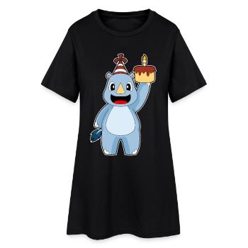 Gâteau d’anniversaire rhinocéros - Robe T-shirt Femme - noir - Devant