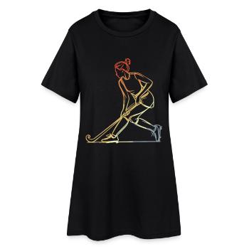 Croquis de joueuse de hockey sur gazon - Robe T-shirt Femme - noir - Devant
